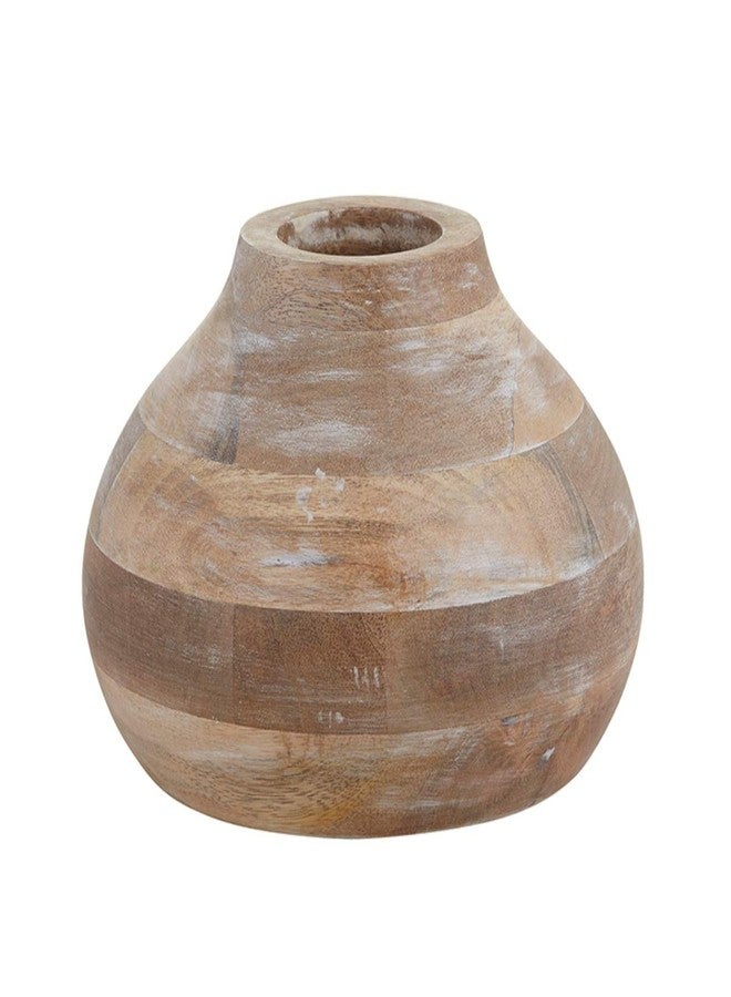 47th & Main Distressed Decorative Flower Vase, Small, Mango Wood - Image 1